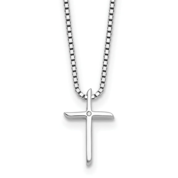 Auriga Fine Jewelry 925 Sterling Silver Rhodium-Plated Diamond Cross Necklace for Women 18"