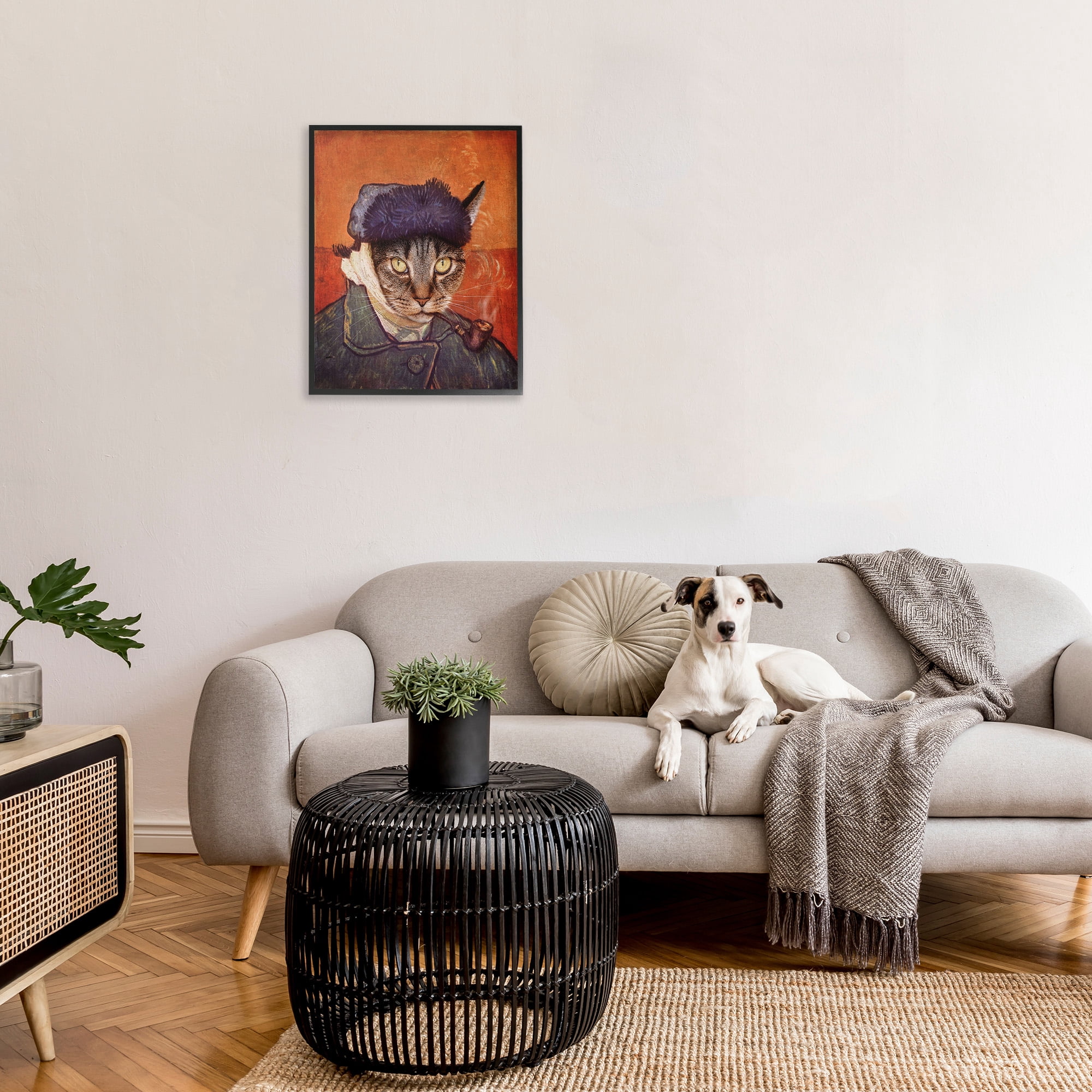 Stupell Industries Classic Cat Self Portrait Animals & Insects Painting Black Framed Art Print Wall Art, 24 x 30