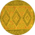thumbnail image 1 of Ahgly Company Machine Washable Indoor Round Oriental Yellow Traditional Area Rugs, 3' Round, 1 of 4