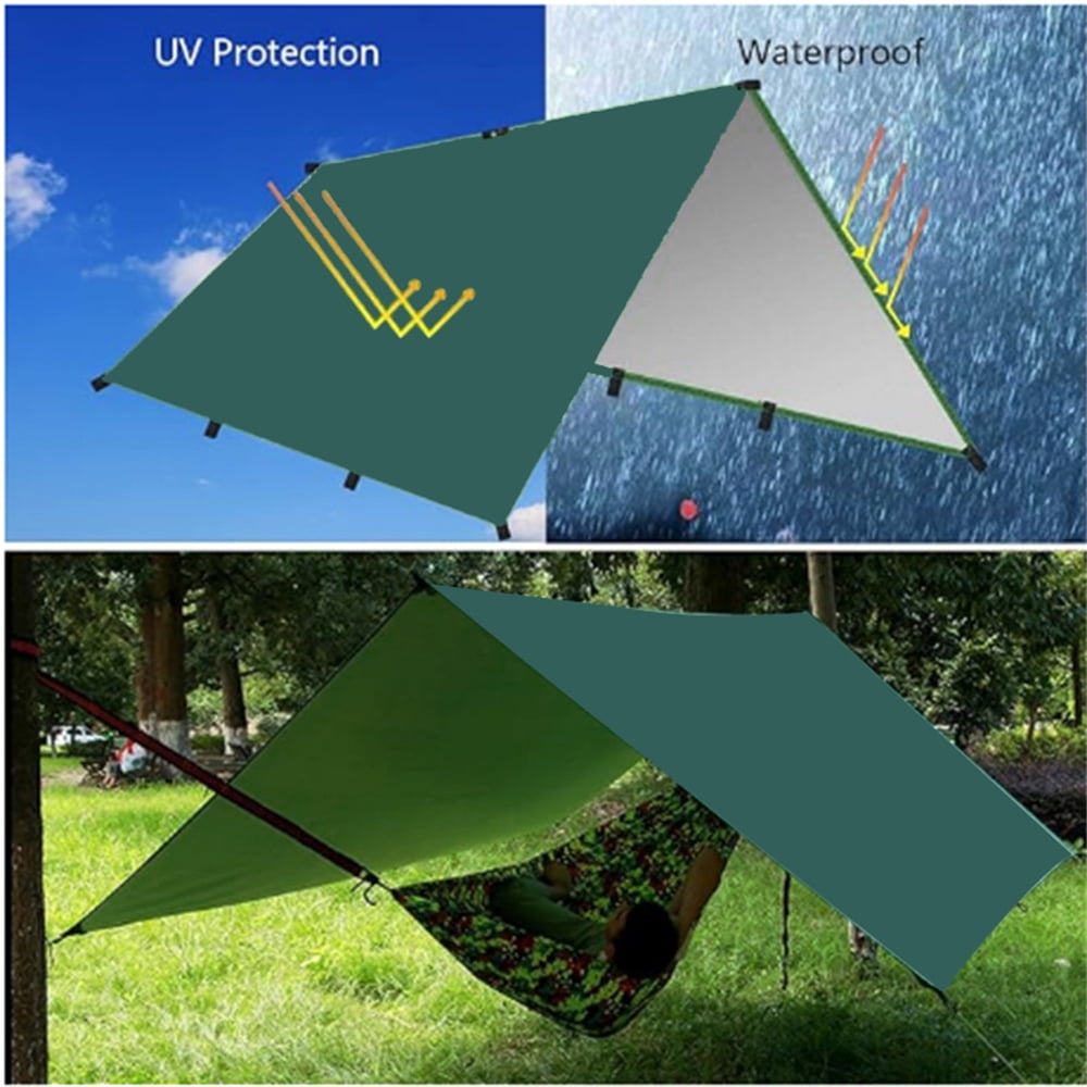 Eyotto 10ft *10ft Outdoor Camping Canopy, Waterproof Fly Tent Tarp, Easy Set up Portable Canopy with Storage Bag, 10x10 Tarp for Camping Picnic