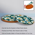 thumbnail image 4 of Daisy Cool Round Microfiber Leather Coasters 6PCS - 11x11 cm/4.3x4.3 in - Set of Stylish Drink Mats for Home and Office, 4 of 6