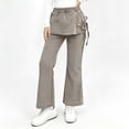 thumbnail image 4 of Mifsaly Girls Skirted Flare Pants Elastic Waist Straight Leg Skort Trousers Kids Cute Casual Bell Bottom Pant with Pockets, 4 of 8