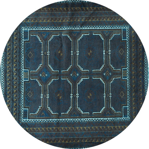 Ahgly Company Indoor Round Persian Light Blue Traditional Area Rugs, 4' Round