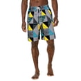 thumbnail image 3 of UVEASISHA Hawaiian Shorts for Men Geometric Palm Tree Printed Swim Trunks Elastic Waistband Bathing Suit Board Shorts Breathable Swimwear Gray M, 3 of 9