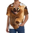 thumbnail image 7 of Lsque Happy Fluffy Running Dog print Men's Cuban Collar Short Sleeve Shirt Summer Beachwear Casual Button Down Fashionable Vacation Leisure Shirt-XX-Large, 7 of 7