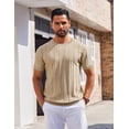 thumbnail image 2 of Camiseta COOFANDY, suéter de manga corta para hombre, color caqui, 2 of 6