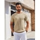 thumbnail image 2 of Camiseta COOFANDY de punto con cuello redondo y manga corta para hombre, color caqui, 2 of 6