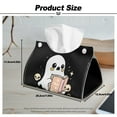 thumbnail image 7 of SEANATIVE Halloween Tissue Box Cover PU Leather Rectangular Tissue Box Holder Cute Ghost Spooky House Tissue Cover Decorative Organizer for Bathroom, Kitchen, Bedroom, Office Desk, Nightstand, 7 of 7