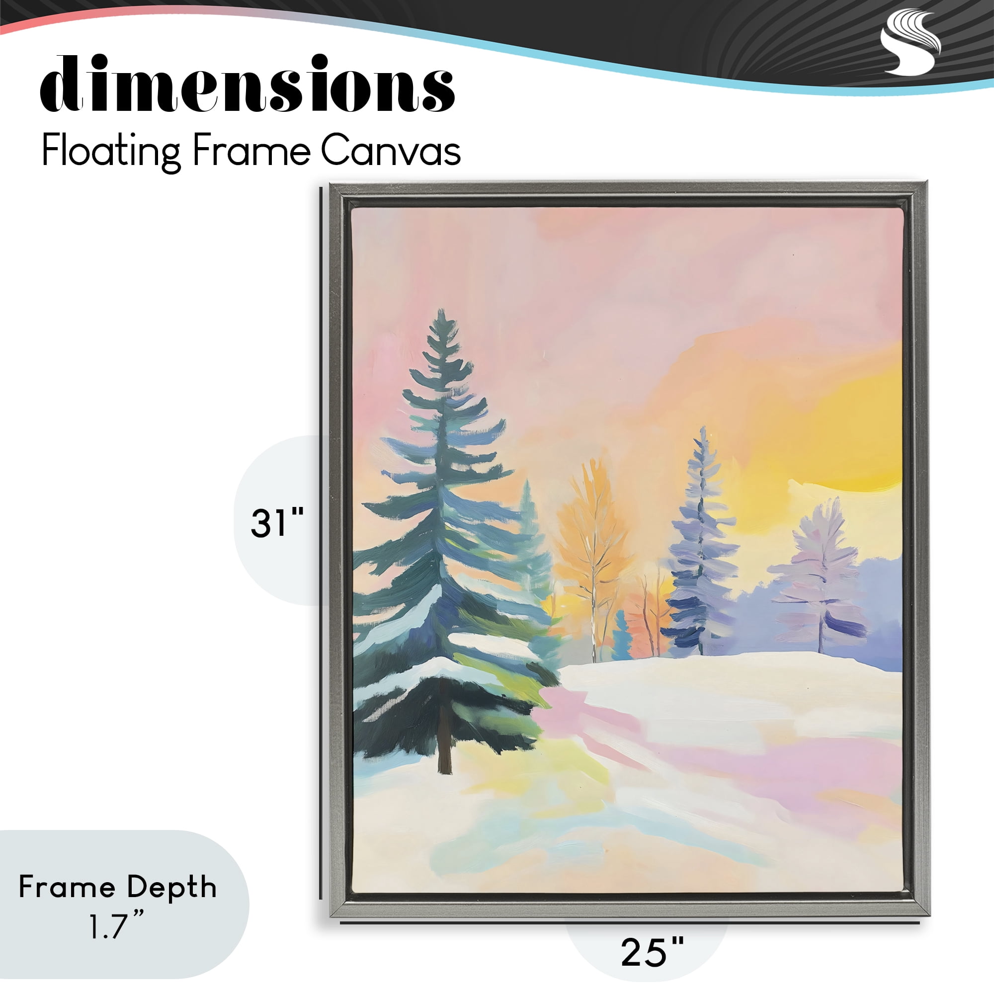 Stupell Industries Winter Forest Snowscape in Pastels Gray Framed Floater Canvas Wall Art, design by The Prints Vibe