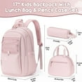 thumbnail image 2 of 3 PCS Waterproof Backpack with Lunch Box & Pencil Case, Lightweight Bookbag Set for Casual Daypack Travel (Pink), 2 of 7