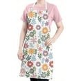 thumbnail image 5 of Colorful Daisy Flower Floral Pattern Apron-Garden Aprons for Women with Pockets-Cotton Linen Waterproof Kitchen Cooking Gardening Aprons Adjustable for Kitchen,Cooking,BBQ and Salon 33x27 Inch, 5 of 7