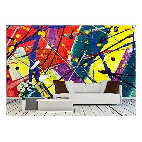 wall26 - Multi Colored Artwork Full Frame Close Up Texture Abstract. My Own Artwork for Use as a Background. - Removable Wall Mural | Self-Adhesive Large Wallpaper - 66x96 inches
