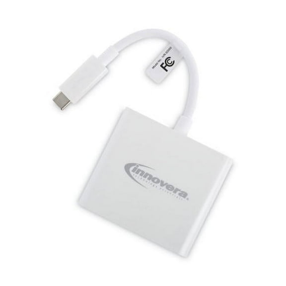 Innovera USB Type-C HDMI Multiport Adapter, HDMI/USB-C/USB 3.0, 0.65 ft, White, Each