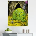 thumbnail image 1 of Dragon Tapestry, Creature Sleeping on a Pile of Gold and Scared Knight Peering over Cartoon, Fabric Wall Hanging Decor for Bedroom Living Room Dorm, 5 Sizes, Multicolor, by Ambesonne, 1 of 1