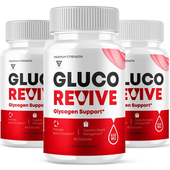 (3 Pack) Gluco Revive Blood Support Supplement GlucoRevive Pills, GlucoRevive Glycogen Support Capsules (180 Capsules)