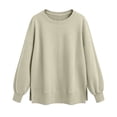 thumbnail image 4 of Womens Oversized Crewneck Sweatshirt | Soft Fleece Lined Long Sleeve Pullover, Loose Casual Fit, Workout Lounge Wear Daily Airport Outfits, 2026 Fall Winter Fashion Khaki S, 4 of 9