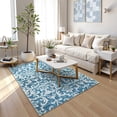 thumbnail image 3 of Lahome Decor 4'x6' Washable Rug for Bedroom, Vintage Area Rug for Living room, Indoor Soft Distressed Floral Throw Rugs Non-Slip Backing for Entryway Farmhouse Kitchen Kids Playroom,Light Blue, 3 of 8