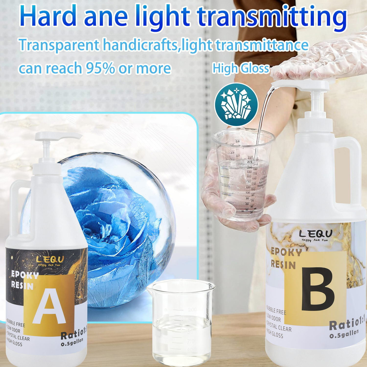 LEQU Epoxy Resin Epoxy Adhesive, 0.5-Gallon, 2 Pieces