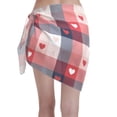thumbnail image 2 of KLL Heart Plaid Print Women's Sarong Coverups Short Bathing Suit Wrap Skirt Beach Wrap Swimsuit Cover Ups, 2 of 6