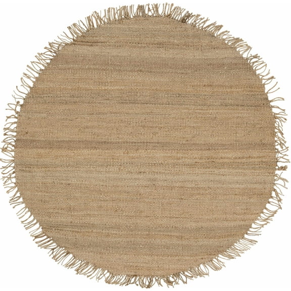 Hauteloom Oaks Solid Handwoven Sea Grass Jute Rug - Natural Fiber Area Rug - Natural Fringe Tassel - Rattan Wicker Look Carpet - Brown - 8' Round Rug