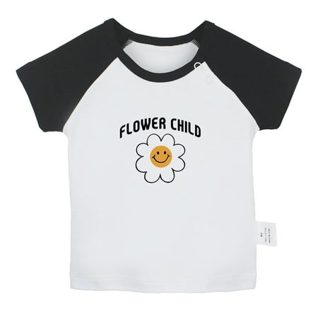 

Flower Child Funny T shirt For Baby Newborn Babies T-shirts Infant Tops 0-24M Kids Graphic Tees Clothing (Short Black Raglan T-shirt 0-6 Months)