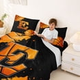 thumbnail image 3 of Castle Fairy Orange Basketball Initial E King Sheets 4pcs, Abstract Watercolor Splash Bedding, Black Orange,1 Fitted Sheet, 1 Flat Sheet and 2 Pillowcases, 3 of 6