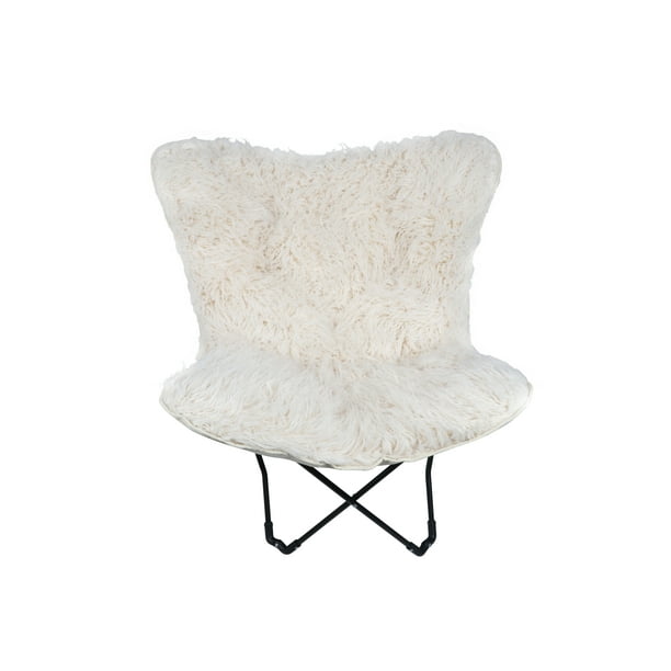 faux fur butterfly chair pink