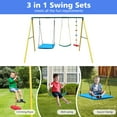 thumbnail image 4 of Outdoor 3-Station Playground Set, Metal Swing Sets For Backyard With Climbing Rope, 2 Swings, Heavy Duty Steel A-Frame Swing Stands For Park, 4 of 7
