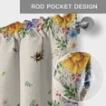 thumbnail image 6 of Sunflowers Farmhouse Short Window Curtain Valances, Spring Gnomes Hydrangea Daisy Botanical Beige Rod Pocket Kitchen Valances for Living Room Bedroom Bathroom Cafe 42" x 12", 6 of 8