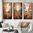 thumbnail image 1 of Designart "Birch Woods Autumn VII" Floral Framed Wall Art Set Of 3 - Brown Tree Birch Frame Canvas Set For Living Room Decor, 1 of 6