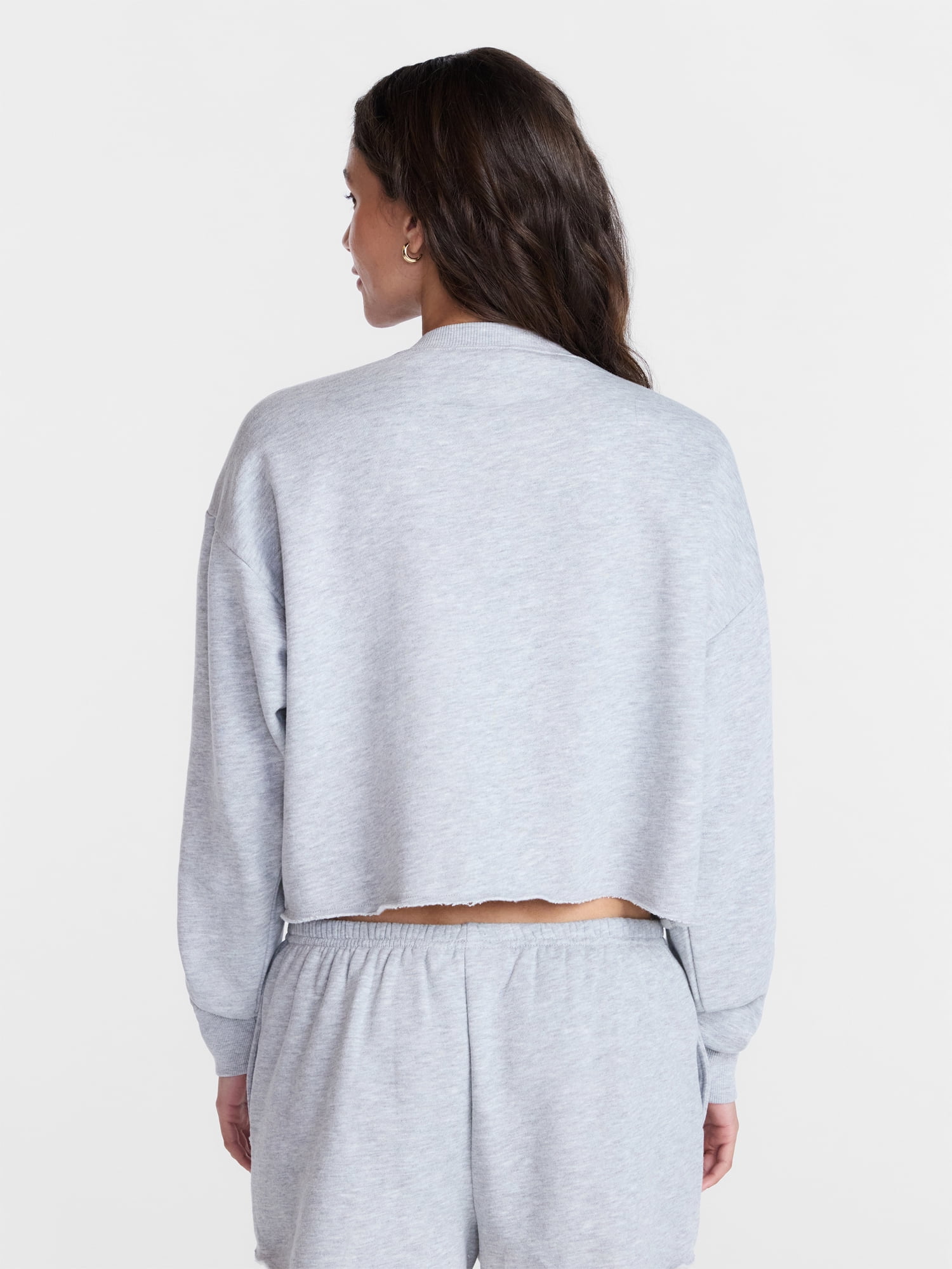 No Boundaries Embroidered Cropped Crewneck Sweatshirt, Women's XXS-XXL