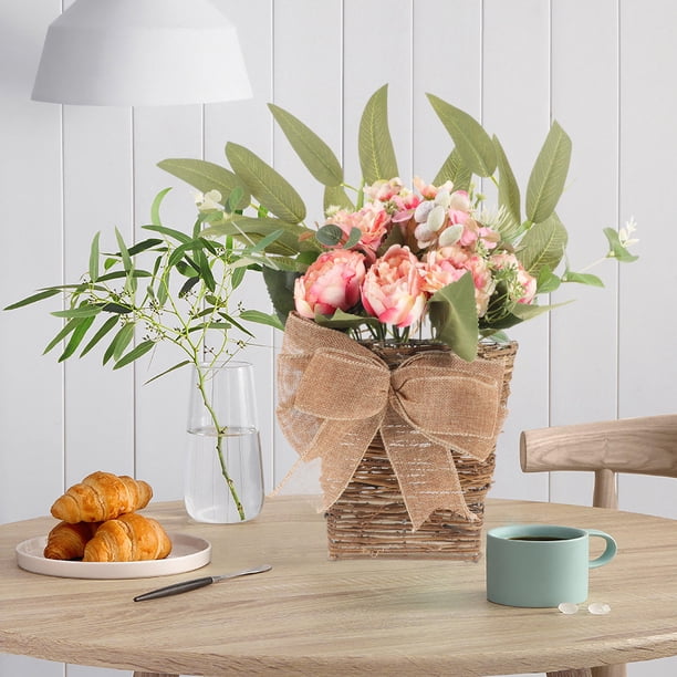 BRIGHTFUFU Cesta Colgante Con Flores Artificiales Multicolor Para De Interiores Sin