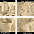 thumbnail image 3 of Men Relaxed Fit Stretch Cargo Pants Casual Cotton Lightweight Elastic Waist Work Pants with Pockets for Outdoor Khaki, 3 of 5