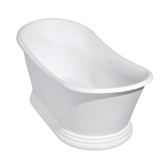 Aqua Eden VRTDS673026 67-Inch Solid Surface Oval Double Slipper Pedestal Tub with Drain (No Faucet Drillings) in Glossy White/Matte White