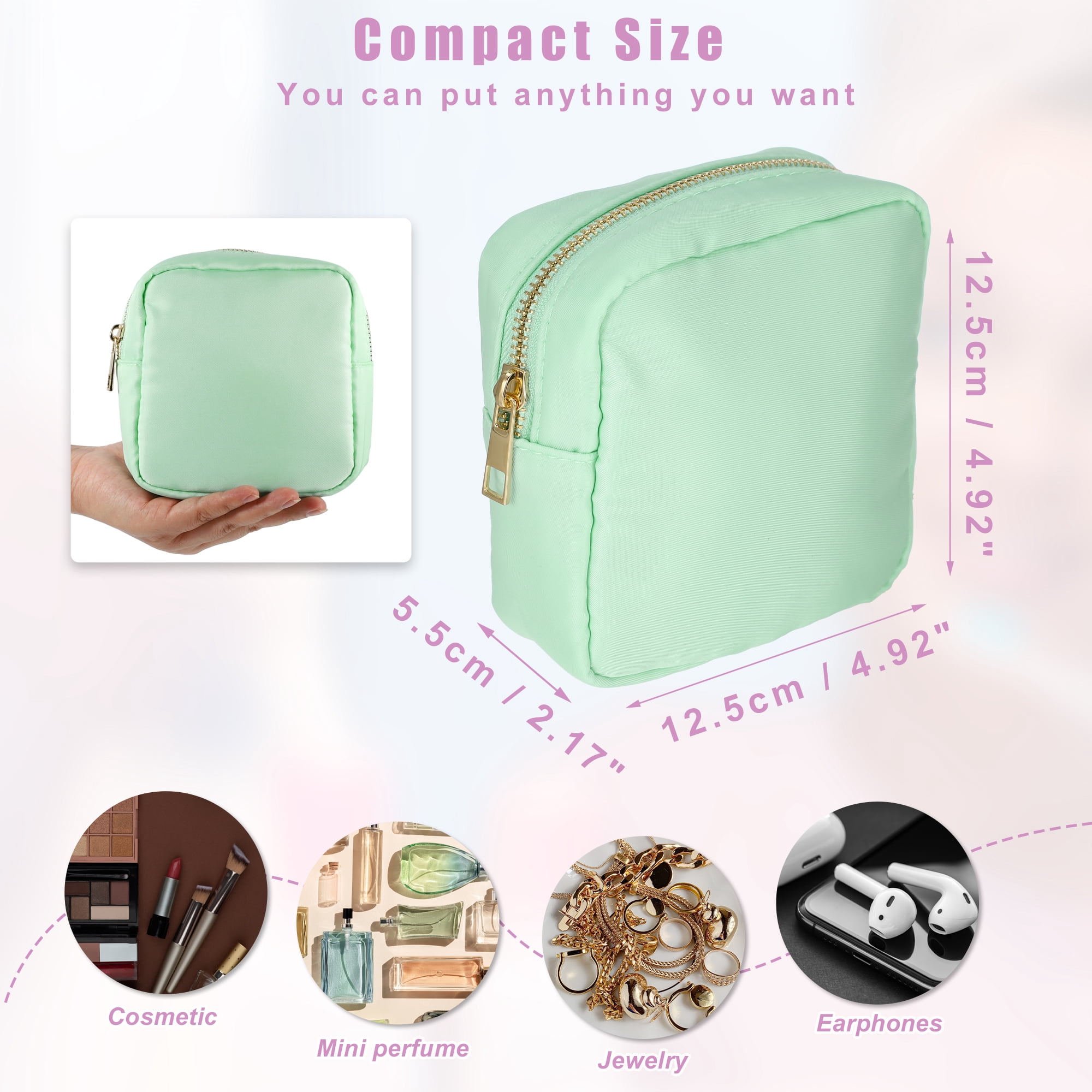 Unique Bargains 1Pc Nylon Mini Waterproof Storage Makeup Bag Waterproof Storage Mint Green