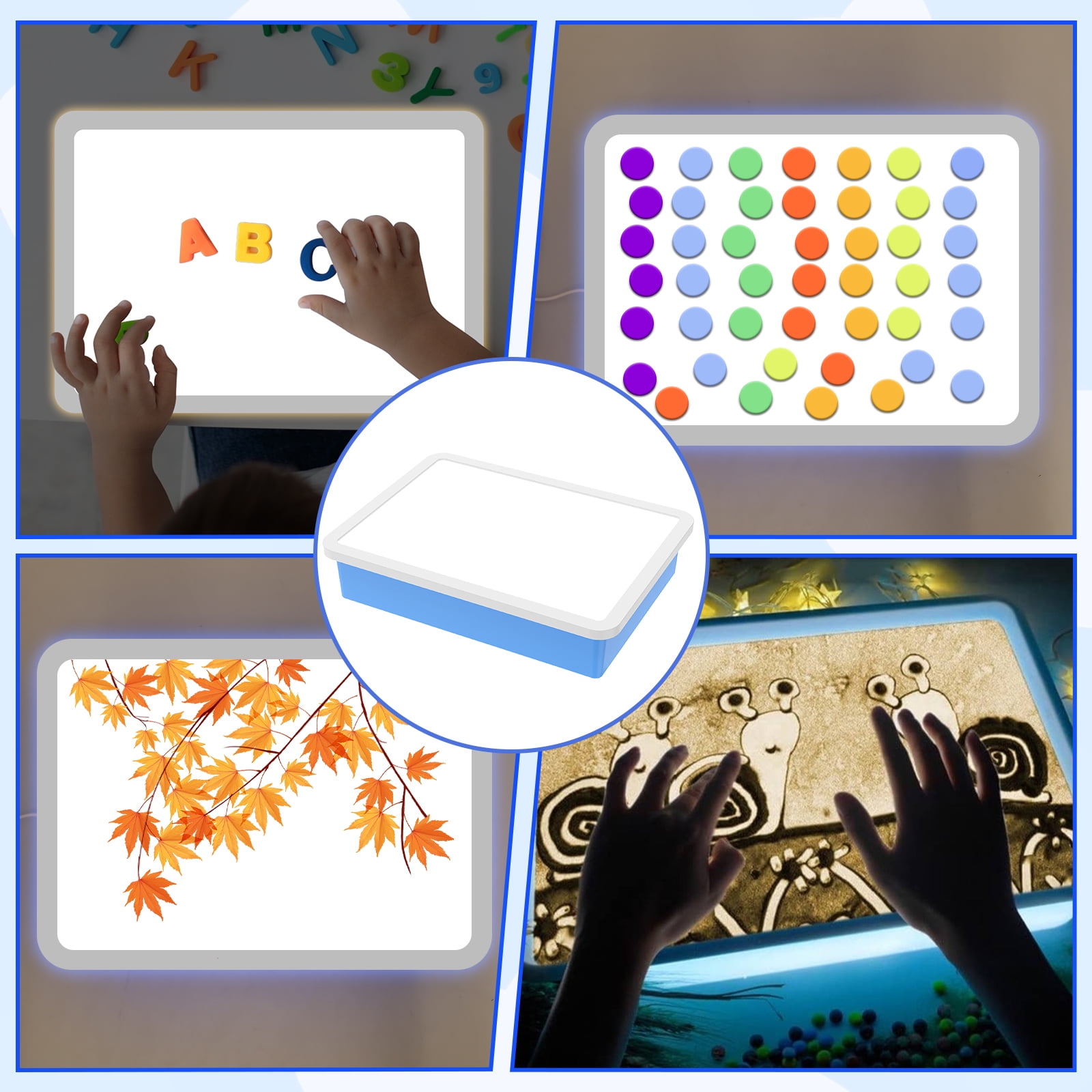 Wekvgz Bright LED Display Table Box for Kids Adjustable Brightness Sensory Desk Color Lighting Discovery Educational Toys for Boys Girls