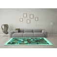 thumbnail image 3 of Ahgly Company Machine Washable Indoor Square Abstract Turquoise Blue Contemporary Area Rugs, 6' Square, 3 of 4