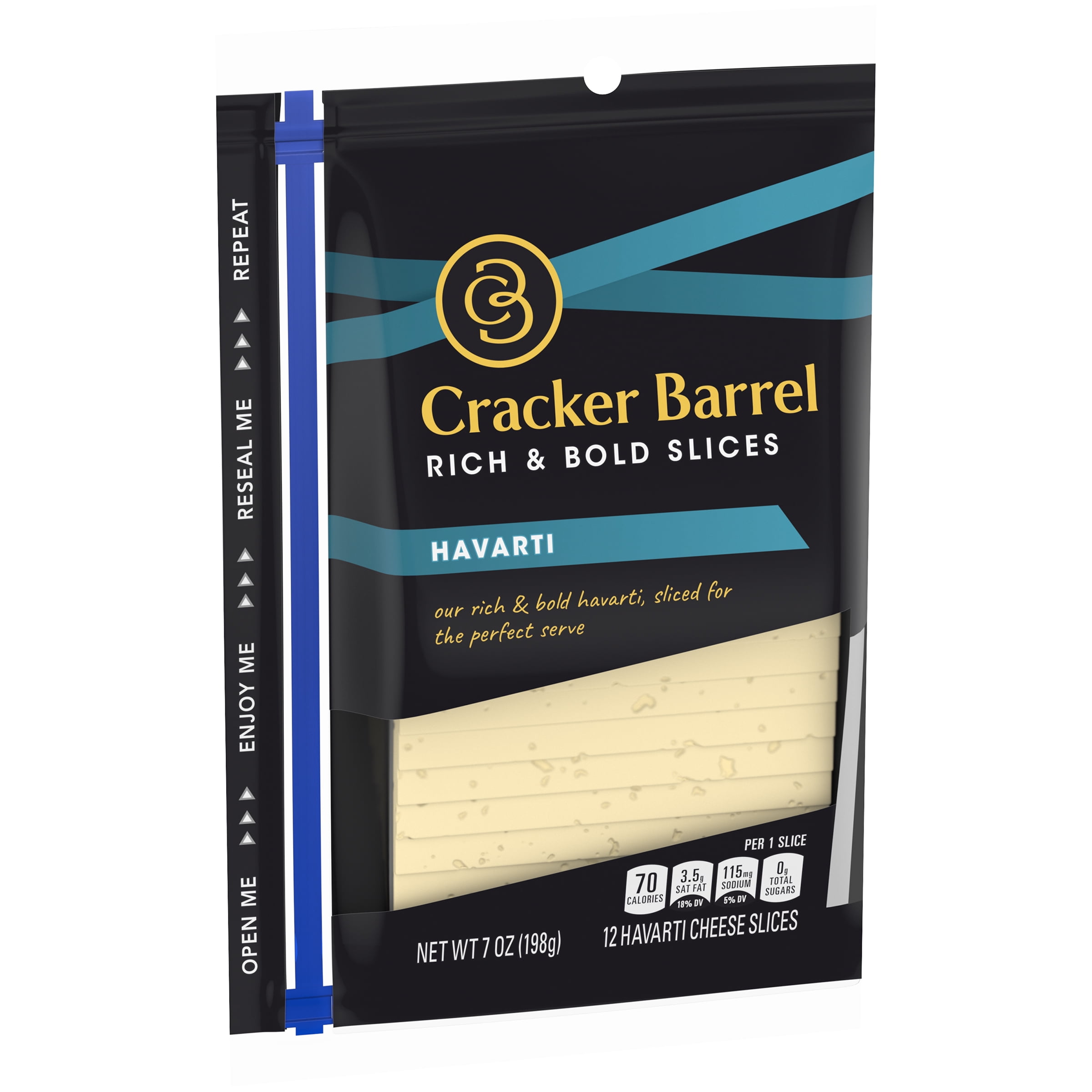Cracker Barrel Havarti Cheese Slices, 12 ct 7.0 oz Zip Pak BrickSeek
