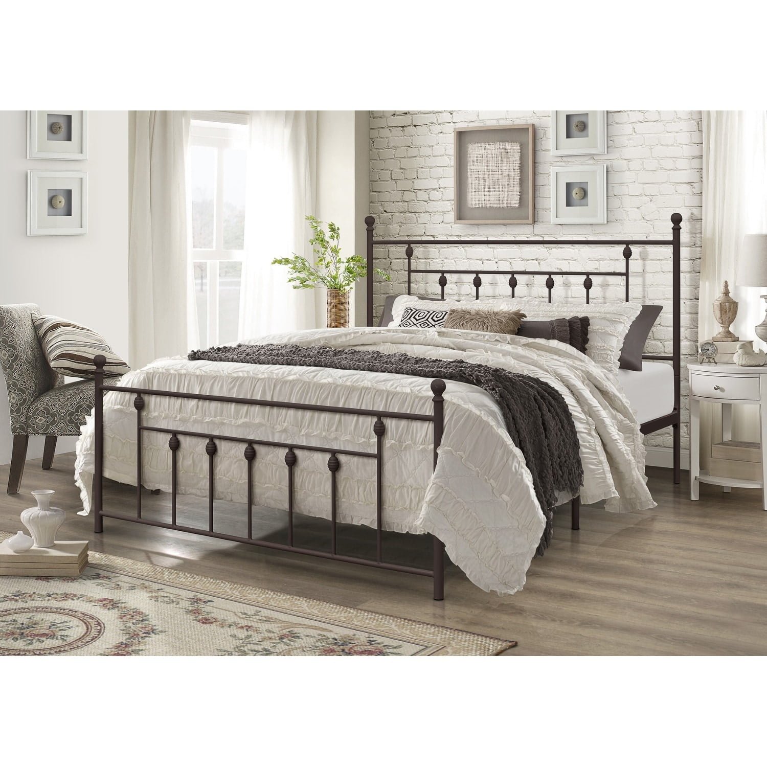Home Design Melia Metal Platform Bed White Twin