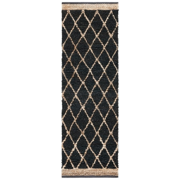 SAFAVIEH Natural Fiber Ingram Geometric Runner Rug, Charcoal, 2'6" x 8'