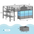 thumbnail image 2 of AOGLLATI Full Size Low Loft Bed with 9 Storage Drawers and Under-Bed Hideaway, Metal Loft Bed with Storage Shelf and LED Lights Grey, 2 of 11
