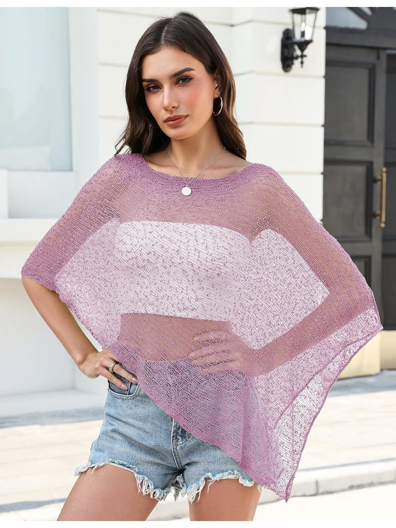 sheer poncho for dress Wrongduck Women's Sheer Poncho Shrug Lightweight Crochet Knit Cover Up,  Summer Mesh Bolero Shawl Wrap for Beach Vacation Evening Dress Layer