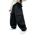 thumbnail image 3 of Rvasteizo Boys School Cargo Pants Fall Winter Elastic Waist Cotton Solid Casual Loose Cutting with Pocket 7 Years, 3 of 5