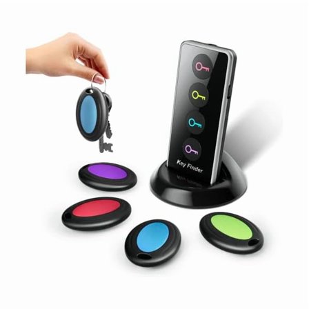 ZLCWireless Key Finder with LED Light - Easy-to-Use Tracker for Seniors - Locate Keys, Phones, Wallets, and TV Remotes - Tracking Device Includes 4 Receivers and Remote Finder