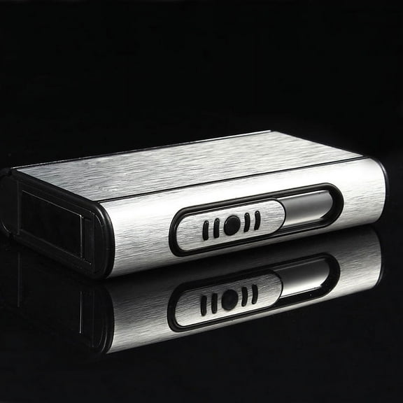 Stylish Silver Cigarette Case - Automatic Portable 10-Cig Dispenser Gift