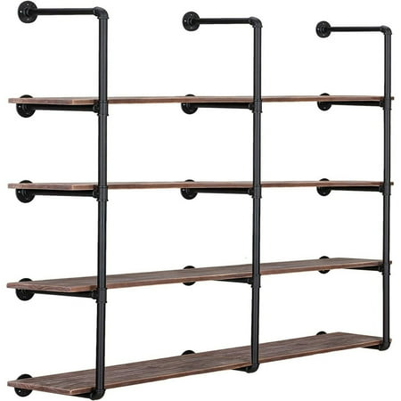 

Industrial wall mount iron pipe shelving diy farmhouse shelf open pipe shelves for kitchen bathroom book shelves living room storage (3Pack- 5Tier).