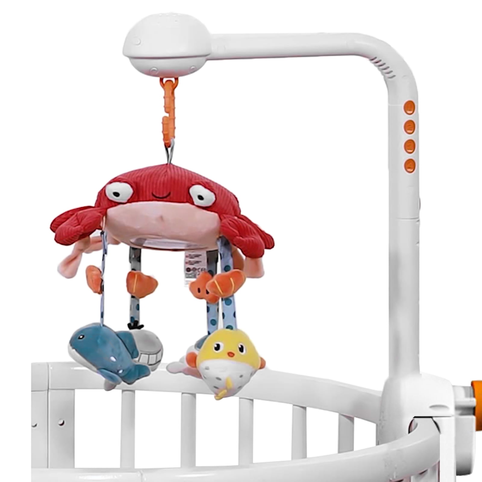 mobile for Multifunctional Crab Musical Mobile Toy Starry Projector Light with 360° Rotatable Cute Cartoon Hanging Rattles Pendants for Newborn Infants