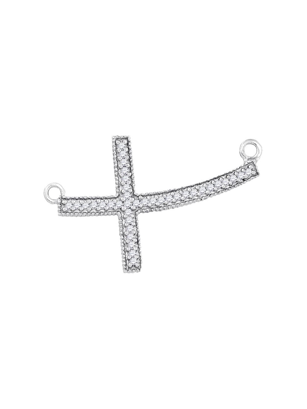 Jewels By Lux Sterling Silver Sterling Silver Womens Round Diamond Horizontal Cross Sideways Necklace 1/20 Cttw Jewels By Lux Sterling Silver Sterling Silver Womens Round Diamond Horizontal Cross Sideways Necklace 1/20 Cttw