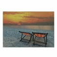 thumbnail image 1 of Seaside Cutting Board, Couples Chairs on Sandy Beach Colorful Sky Scenery Nature Picture, Decorative Tempered Glass Cutting and Serving Board, Small Size, Orange Red Grey, by Ambesonne, 1 of 1