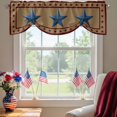 thumbnail image 2 of Flag Day Tie Up Valances Curtain, Adjustable Kitchen Retro Blue Star Red Brown Stars Border Valances for Windows Decor, Rod Pocket Short Curtains Set for Bedroom/Bathroom, 60"x18", 2 of 9
